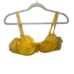 Cuup The Balconette Bra Yellow 40B Underwire Sheer Mesh Balcony Style